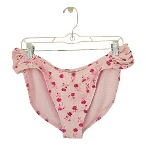 Shade & Shore Pink Floral Low Rise High Leg Bikini Bottom XL 16